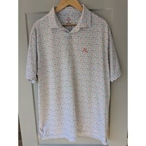 Rhoback Mens XL Polo Shirt Chicago Themed Print Short Sleeve Golf Casual